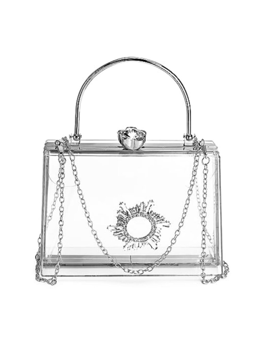 Acrylic Clear Clutch Bag with Removable Chain